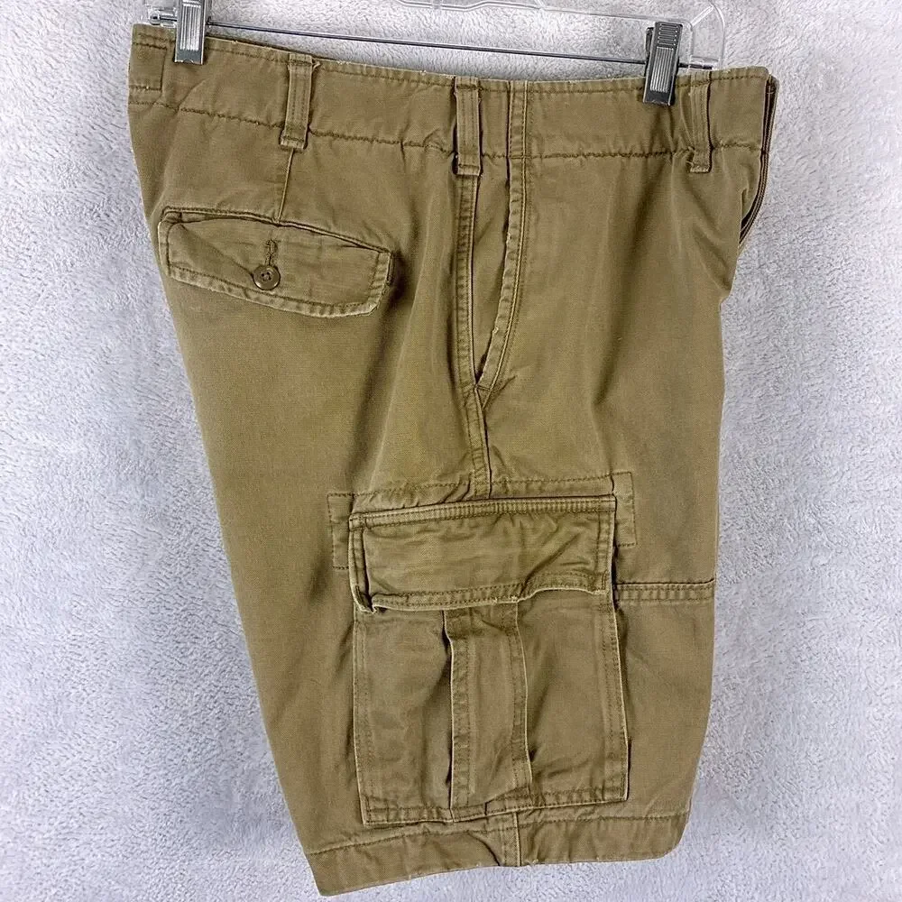 VTG Abercrombie & Fitch Cargo Shorts Men 29 Brown Paratrooper Military Baggy Y2K